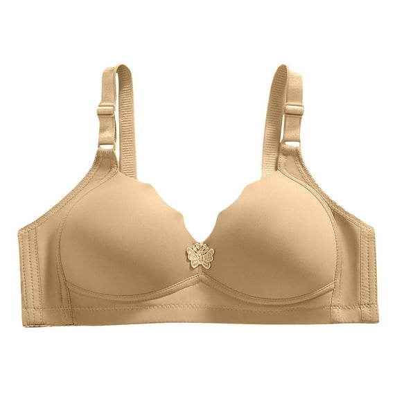 Loopsun Plus Size Bras for Women, Fashion Comfortable Womens Lace Beauty Back Strap Wrap Plus Size Bra Khaki 85