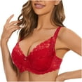 thumbnail image 1 of Loopsun Plus Size Bras for Women, Fashion Comfortable Womens Lace Beauty Back Strap Wrap Plus Size Bra Red 85, 1 of 5