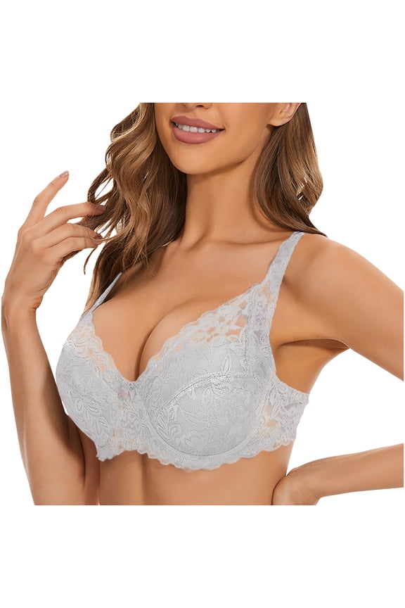 Plus Size Bras for Women, Fashion Comfortable Womens Lace Beauty Back Strap Wrap Plus Size Bra White 80