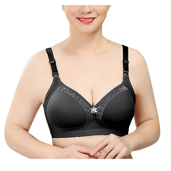 Loopsun Plus Size Bras for Women, Fashion Womens Bra Wire Free Underwear OnePiece Bra Everyday Underwear Bras Black 38