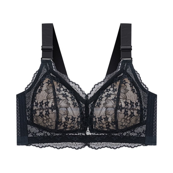 Loopsun Plus Size Bras for Women, Woman Color Comfortable Hollow Out Perspective Bra Underwear No Rims Black 40DE