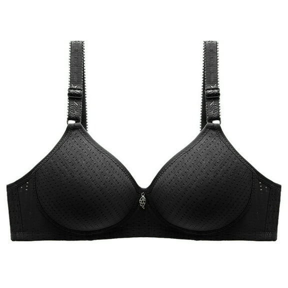 Loopsun Plus Size Bras for Women, Womens Bra Soild Color Wire Free Underwear Bra Everyday Underwear Black L