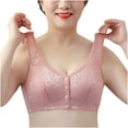 thumbnail image 1 of Loopsun Plus Size Bras for Women, Womens Comfortable Casual Steel Ring Free Tank Top Thin Lace Plus Size Bra Pink L, 1 of 2