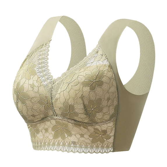 Loopsun Plus Size Bras for Women, Womens Comfortable Lace Breathable Bra Underwear No Rims Green XXL