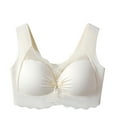 thumbnail image 1 of Loopsun Plus Size Bras for Women, Womens Embroidered Glossy Comfortable Breathable Bra Underwear No Rims Beige L, 1 of 5