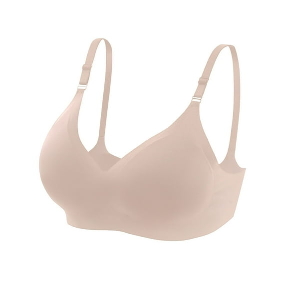Loopsun Plus Size Bras for Women, Womens Embroidered Glossy Comfortable Breathable Bra Underwear No Rims Beige M