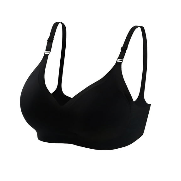 Loopsun Plus Size Bras for Women, Womens Embroidered Glossy Comfortable Breathable Bra Underwear No Rims Black M
