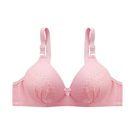 Loopsun Plus Size Bras for Women, Womens Embroidered Glossy Comfortable Breathable Bra Underwear No Rims Pink 40