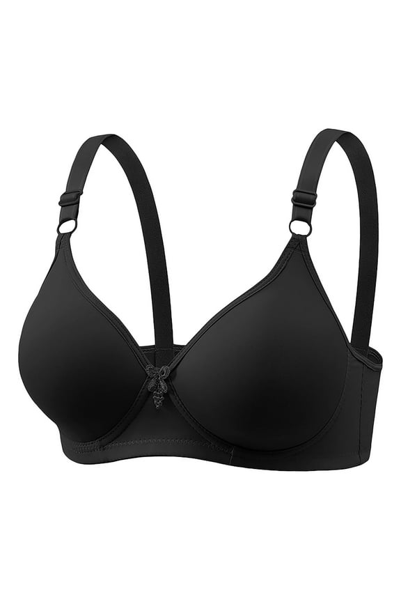 Plus Size Womens Bra, Bras for Women, Women's Non Steel Ring Solid Gathered Breathable Underwear Daily Bra Black XXXL