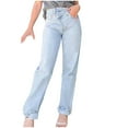 thumbnail image 1 of Loopsun Womens Pants, Womens Leggings, Spring and Summer New Womens Button Solid Fashion Casual Jeans Pants Blue S, 1 of 5