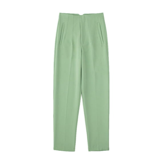 Loopsun Womens Pants, Womens Leggings, Womens Fashion Solid Color Pendant High Waist Straight Barrel Harlan Casual Suit Pants Mint Green S