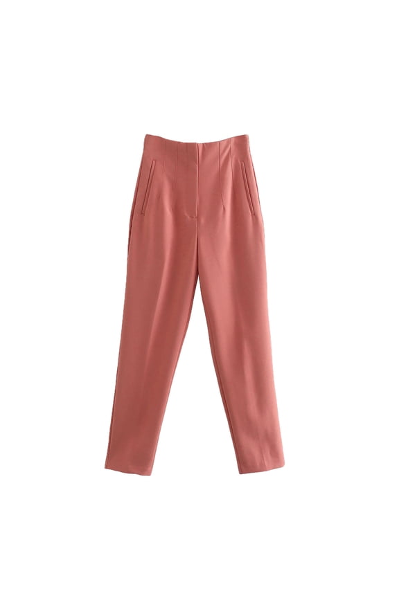 Womens Pants, Womens Leggings, Womens Fashion Solid Color Pendant High Waist Straight Barrel Harlan Casual Suit Pants Orange M