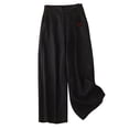 thumbnail image 1 of Summer Savings Clearance 2025! Loopsun Plus Size Womens Pants, Womens Leggings, Womens Solid Color Elastic High Waisted Cropped Pants Cotton and Linen Casual Slim Black XL, 1 of 5