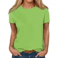 thumbnail image 1 of Loopsun Plus Size Womens Tops, T Shirts for Women, Women's Fashion Solid Short Sleeve Blouse Round Neck T-Shirt Casual Tops Green XXL, 1 of 5