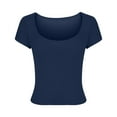 thumbnail image 1 of Summer Savings Clearance 2025! Loopsun Plus Size Womens Tops, T Shirts for Women, Fashion Women's Solid Round Neck Casual Short Sleeve Top Navy S, 1 of 4
