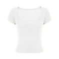 thumbnail image 1 of Loopsun Plus Size Womens Tops, T Shirts for Women, Fashion Women's Solid Round Neck Casual Short Sleeve Top White S, 1 of 4