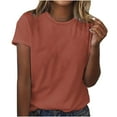 thumbnail image 1 of Summer Savings! Loopsun T Shirts for Women, Women's Fashion Solid Short Sleeves Blouse Round Neck Casual Tops Brown, 1 of 2