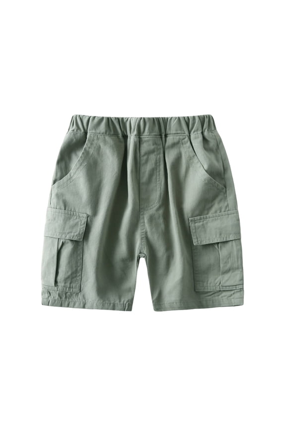 Toddler Boys Summer Shorts, Boys' Summer Five Quarter Pants Solid Color Casual Fashion Pocket Shorts Army Green 7-8 Years
