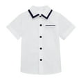 thumbnail image 1 of Loopsun Toddler Boys Summer Tops, Shirts For Kids Short Sleeve Solid Thin Shirt Casual For 3-11 Years Boy Children's White 4-5 Years, 1 of 3