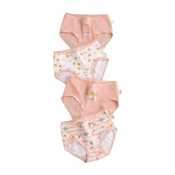 Loopsun Toddler Girls Cotton Underwear, Children's Girls 4PC Printed Elastic Waist Comfortable Underwear Pink 7-8 Years