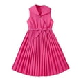 thumbnail image 1 of Summer Savings! Loopsun Toddler Girls Dress, Summer Dresses for Girls, Girls' Solid Color Comfortable Collared Sleeveless Summer Dress with Belt Hot Pink 11-12 Years, 1 of 3