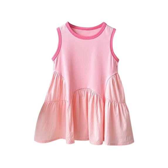 Loopsun Toddler Girls Dress, Summer Dresses for Girls, Toddler Kids Girls Solid Color Sleeveless Stretchy Camisole A Line Dress Pink 3-4 Years