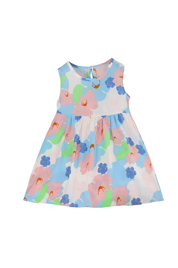 Toddler Girls Dress, Summer Toddler Girls Sleeveless Print Flying Sleeve Dress