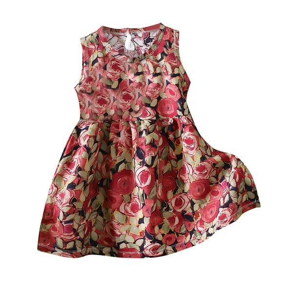 Loopsun Toddler Girls Dress, Summer Toddler Girls Sleeveless Print Flying Sleeve Dress