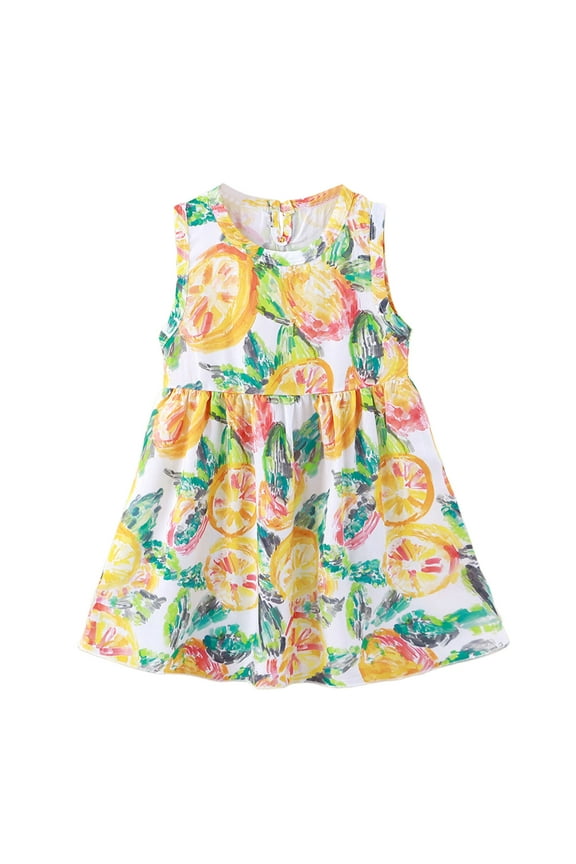 Toddler Girls Dress, Summer Toddler Girls Sleeveless Print Flying Sleeve Dress
