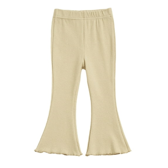 Summer Savings Clearance 2025! Loopsun Toddler Girls Leggings, Toddler Kids Girls Fashion Elasticity Flared Pants Trousers Pants Leggings Beige 2-3 Years