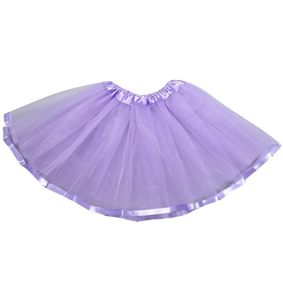 Loopsun Toddler Girls Skirts, Girls' Solid Elastic Waist Mesh Dance Princess Skirt Purple 4-6 Years