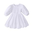 thumbnail image 1 of Summer Savings Clearance 2025! Loopsun Toddler Girls Summer Dresses, Summer Girls' Solid Long Sleeve Round Neck A-line Dress Princess Dress White 3-4 Years, 1 of 3