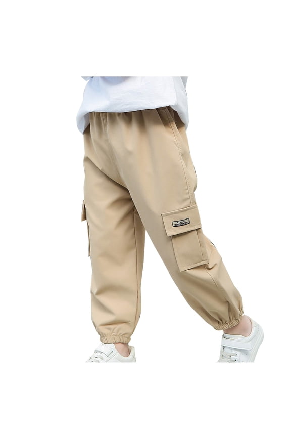 Toddler Summer Pants, Cargo Pants for Boys Girls, Children's Boys and Girls Solid Summer Casual Cargo Pants Khaki 3-4 Years