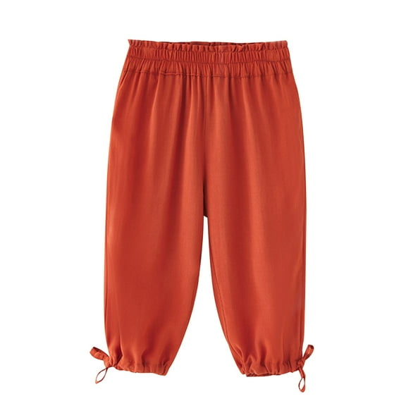 Loopsun Toddler Summer Pants, Casual Pants for Boys Girls, Children's Mosquito Repellent Summer Solid Thin Breathable and Cool Pants Red 7-8 Years