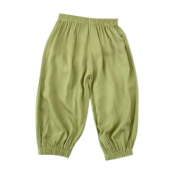 Loopsun Toddler Summer Pants, Casual Pants for Boys Girls, Children's Summer Solid Casual Sports Pants Green 2-3 Years