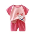 thumbnail image 1 of Loopsun Toddler Summer Sets, Boys and Girls Summer Printed Round Neck Short Sleeve and Shorts Set Beige 18-24 Months, 1 of 3