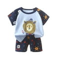 thumbnail image 1 of Summer Savings Clearance 2025! Loopsun Toddler Summer Sets, Baby Boys and Girls Summer Printed Round Neck Short Sleeve and Shorts Set Blue 3-4 Years, 1 of 3