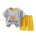 thumbnail image 1 of Summer Savings Clearance 2025! Loopsun Toddler Summer Sets, Baby Clothes Girls and Boys Summer Printed T-shirt Short Sleeve Top and Shorts Set Gray 5-6 Years, 1 of 3