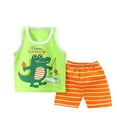 thumbnail image 1 of Summer Savings Clearance 2025! Loopsun Toddler Summer Sets, Baby Summer Boys and Girls Cute Printed Round Neck Tank Top and Shorts Suit Sets Green 3-4 Years, 1 of 3