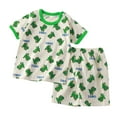 thumbnail image 1 of Loopsun Toddler Summer Sets, Summer Children's Printed Short Sleeve T Shirts and Shorts Cotton Two-Piece Sets Green, 1 of 2