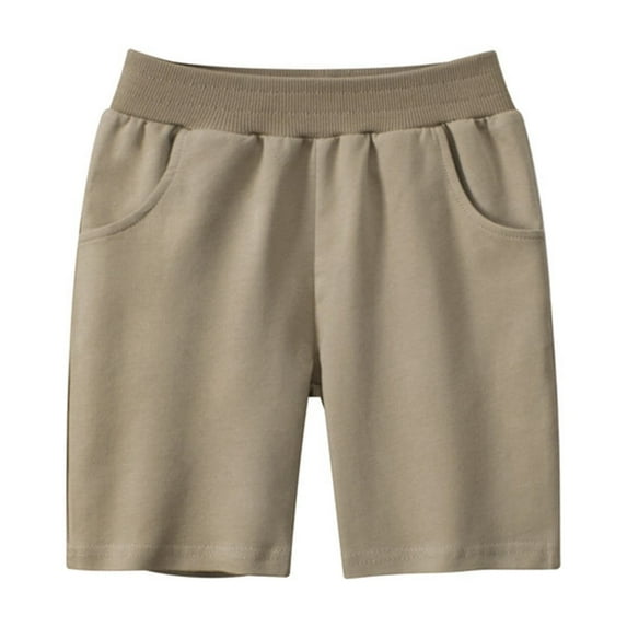 Loopsun Toddler Summer Shorts, Child's Summer Solid Boys And Girls Botton Short Pants Khaki 6-8 Years