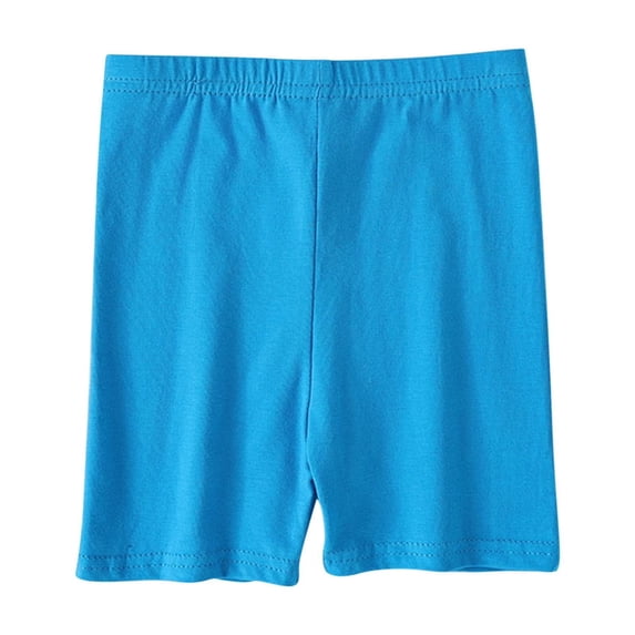 Loopsun Toddler Summer Shorts, Children's Summer Solid Color Casual High Waisted Leggings Shorts Light Blue 7-8 Years