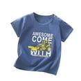 thumbnail image 1 of Loopsun Toddler Summer Tops, Boys and Girls Printed Short Sleeves Round Neck T-shirts Navy 4-5 Years, 1 of 3