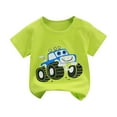 thumbnail image 1 of Loopsun Toddler Summer Tops, Summer Printed Round Neck Short Sleeve Top for Children Boys And Girls Green 3-4 Years, 1 of 3