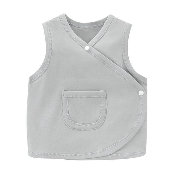 Loopsun Toddler Tank Tops, Children's Thin Solid Sleeveless Double-layer Belly Protection Top Casual Outerwear Camisole Gray 0-3 Months