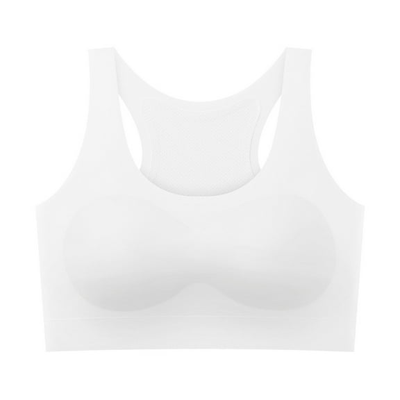 Loopsun Training Bras for Girls, Middle Aged Girls' Sports Comfortable Breathable No Steel Ring Thin with Built-in Chest Cushion Underwear Bra White 11-12 Years