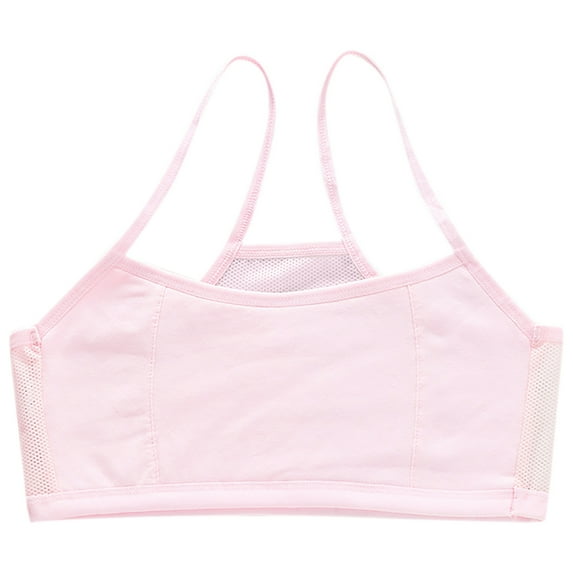 Loopsun Training Bras for Girls, Young Girls Solid Color Soft Comfortable Breathable Children Thin Bra Underwear Pink 5-6 Years