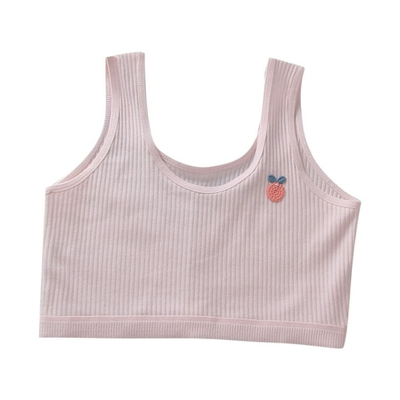 Loopsun Training Bras for Girls, Girls' Solid Sports Comfortable Breathable Underwear Bras Pink 9-10 Years