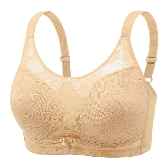 Loopsun Womens Bra Plus Size, Bras for Women, Woman Solid Color Thin Gathered Breathable Underwear for Daily Bras without Steel Ring Beige 40/90