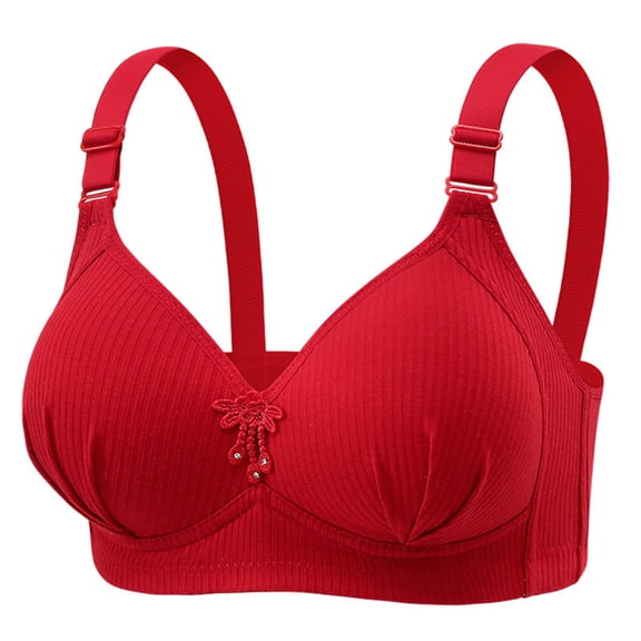 Loopsun Womens Bra Plus Size, Bras for Women, Woman's Solid Thin Style Breathable Large Size Bra without Steel Rim Red L